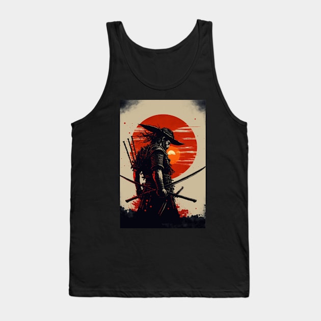 The Crimson Sun: A Symbol of the Epic Warrior in Japanese Culture Tank Top by styleandlife